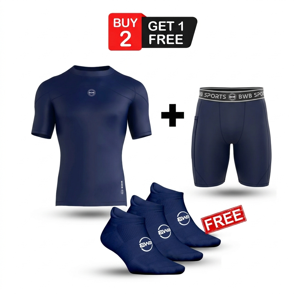 BWB Men’s Navy Blue Race Day Runner Performance Bundle