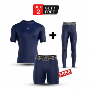 BWB Men's Navy Blue Premium Full Body Recovery Compression Bundle