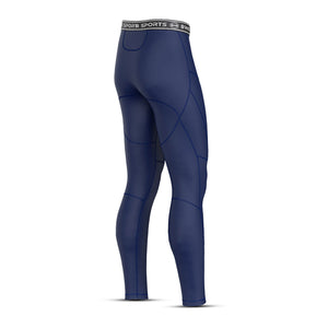 BWB Men's Navy Blue Baselayer Compression Leggings