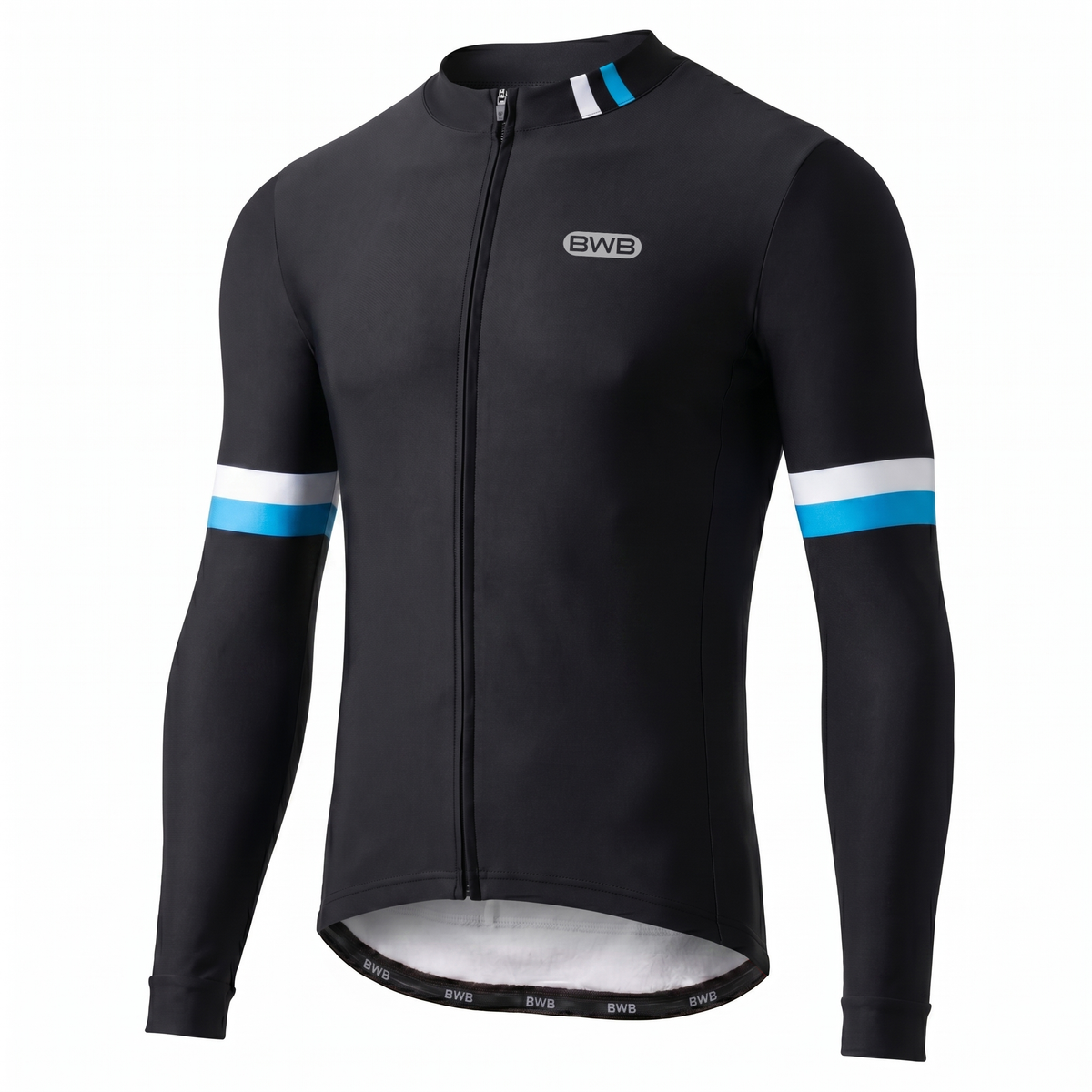BWB Men's Black Thermal Long Sleeve Winter Cycling Jersey