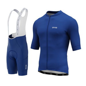 Men's Navy Blue Short Sleeve Cycling Jersey & Bib Shorts Set