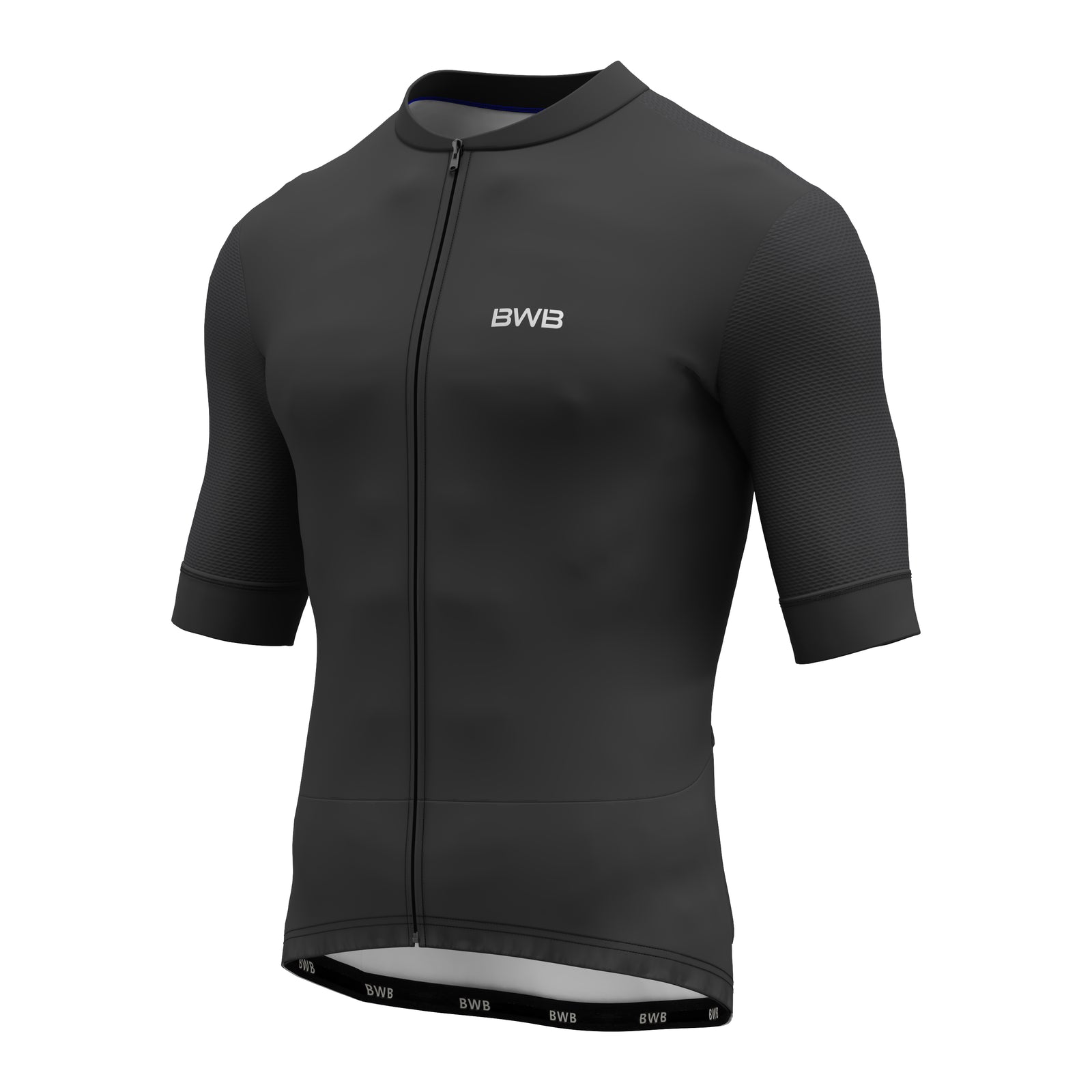BWB Men's Pro Black Short Sleeve Summer Cycling Jersey