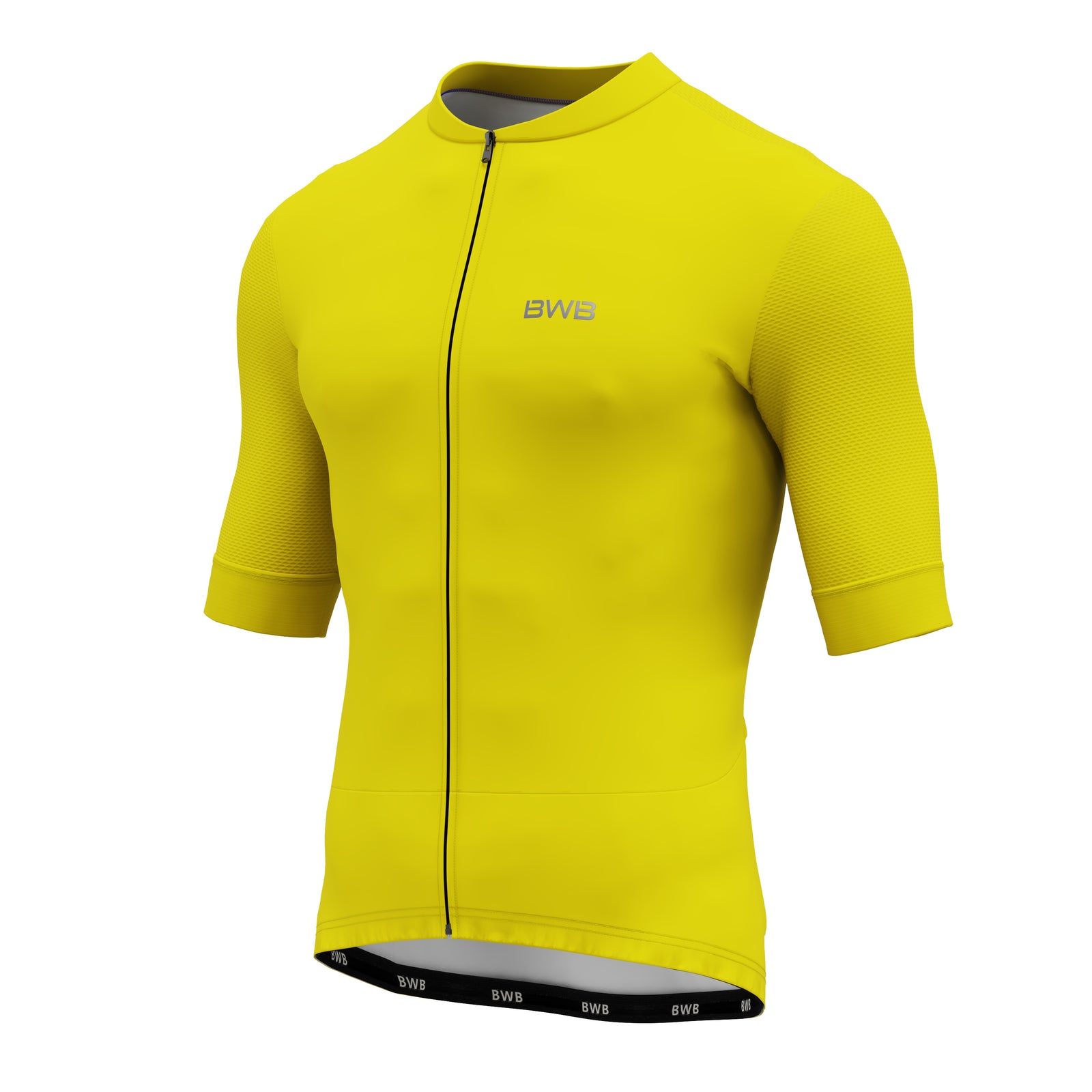 BWB Men's Pro Yellow Short Sleeve Summer Cycling Jersey