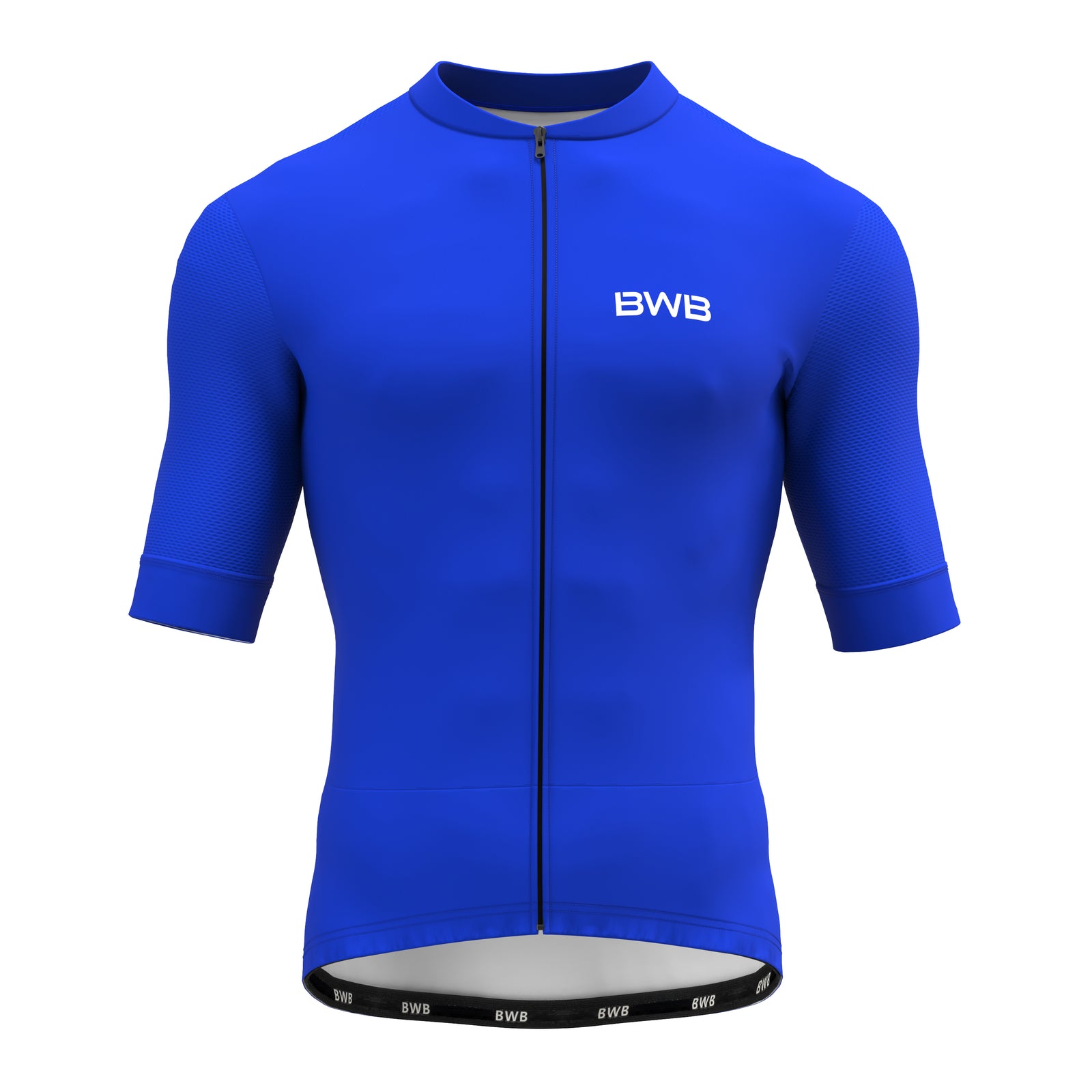 BWB Men's Pro Blue Short Sleeve Summer Cycling Jersey