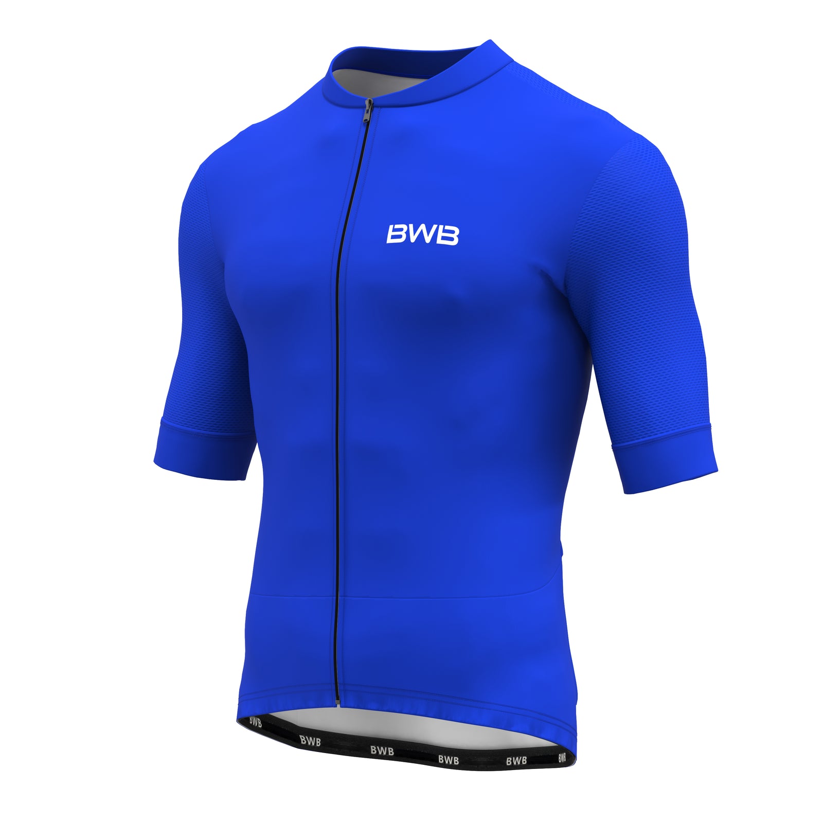 BWB Men's Pro Blue Short Sleeve Summer Cycling Jersey