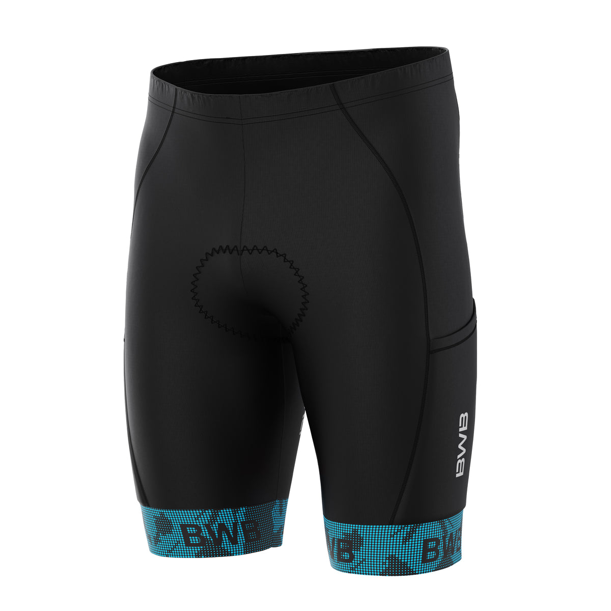 BWB Men’s Essential Black & Blue Gel Padded Summer Cycling Cargo Shorts