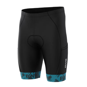 BWB Men’s Essential Black & Blue Gel Padded Summer Cycling Cargo Shorts