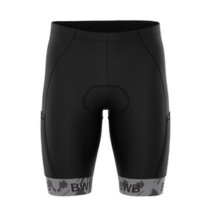 BWB Men’s Essential Black & Grey Gel Padded Summer Cycling Cargo Shorts