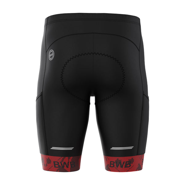 Bwb Men Men's Black & Red Gel Padded Cycling Shorts | BWB Sports - BWB Sports®