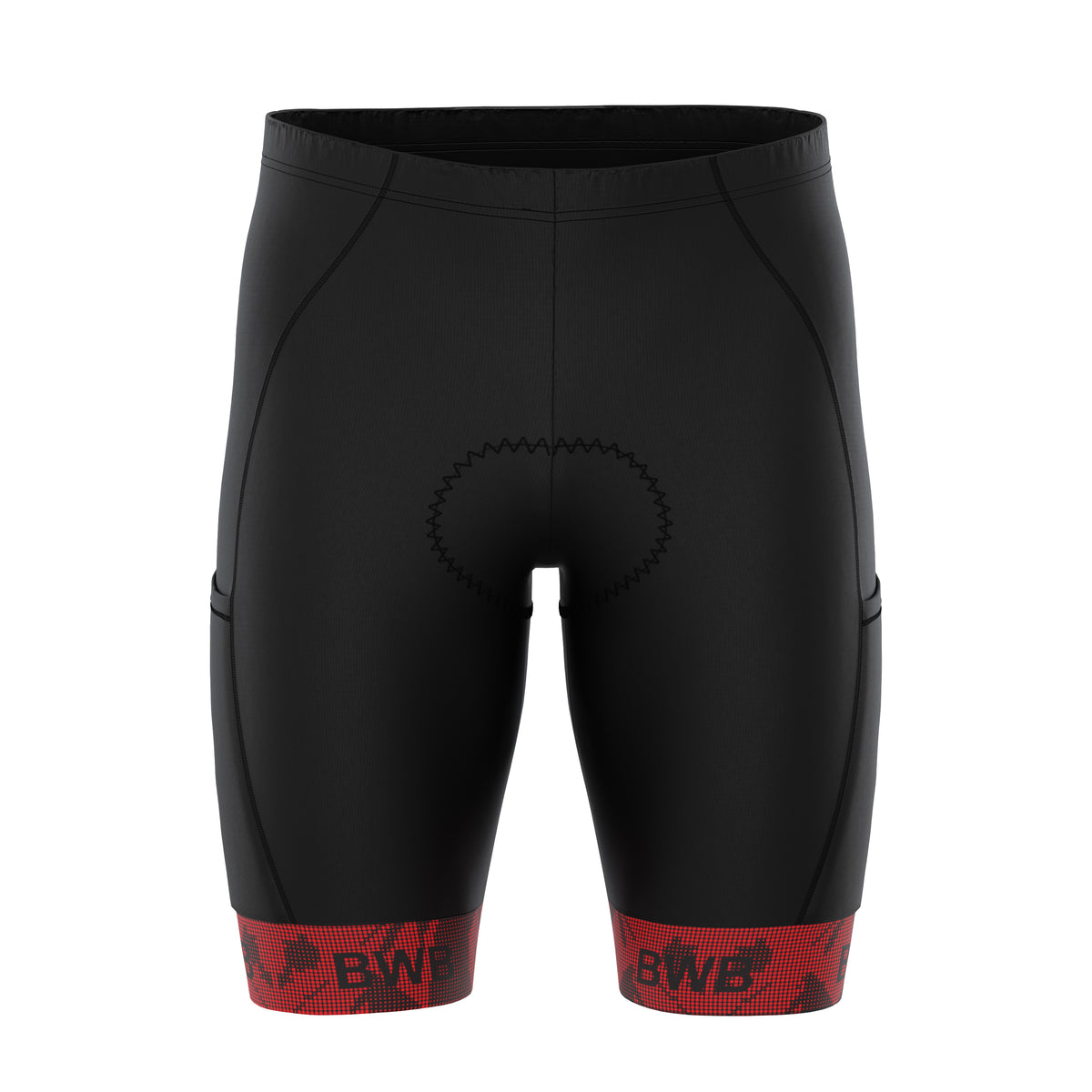 BWB Men’s Essential Black & Red Gel Padded Summer Cycling Cargo Shorts