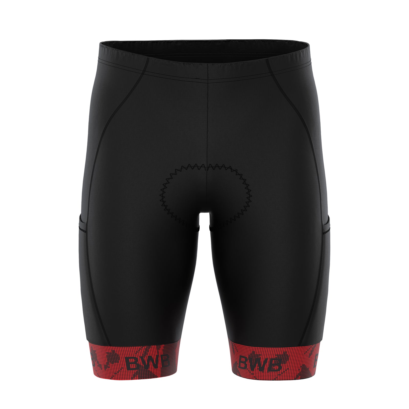 BWB Men’s Essential Black & Red Gel Padded Summer Cycling Cargo Shorts