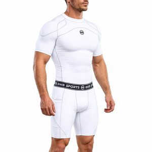 Men's White Compression Shirt & Shorts Running Bundle