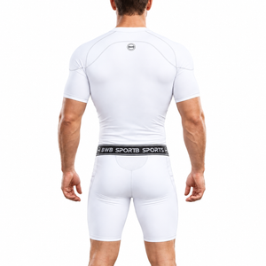 Men's White Compression Shirt & Shorts Running Bundle
