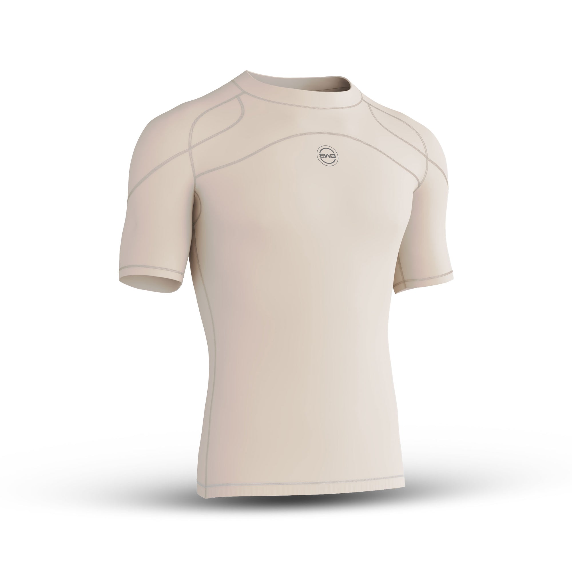 BWB Men's Beige Short Sleeve Compression Shirt