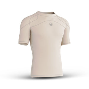 BWB Men's Beige Short Sleeve Compression Shirt