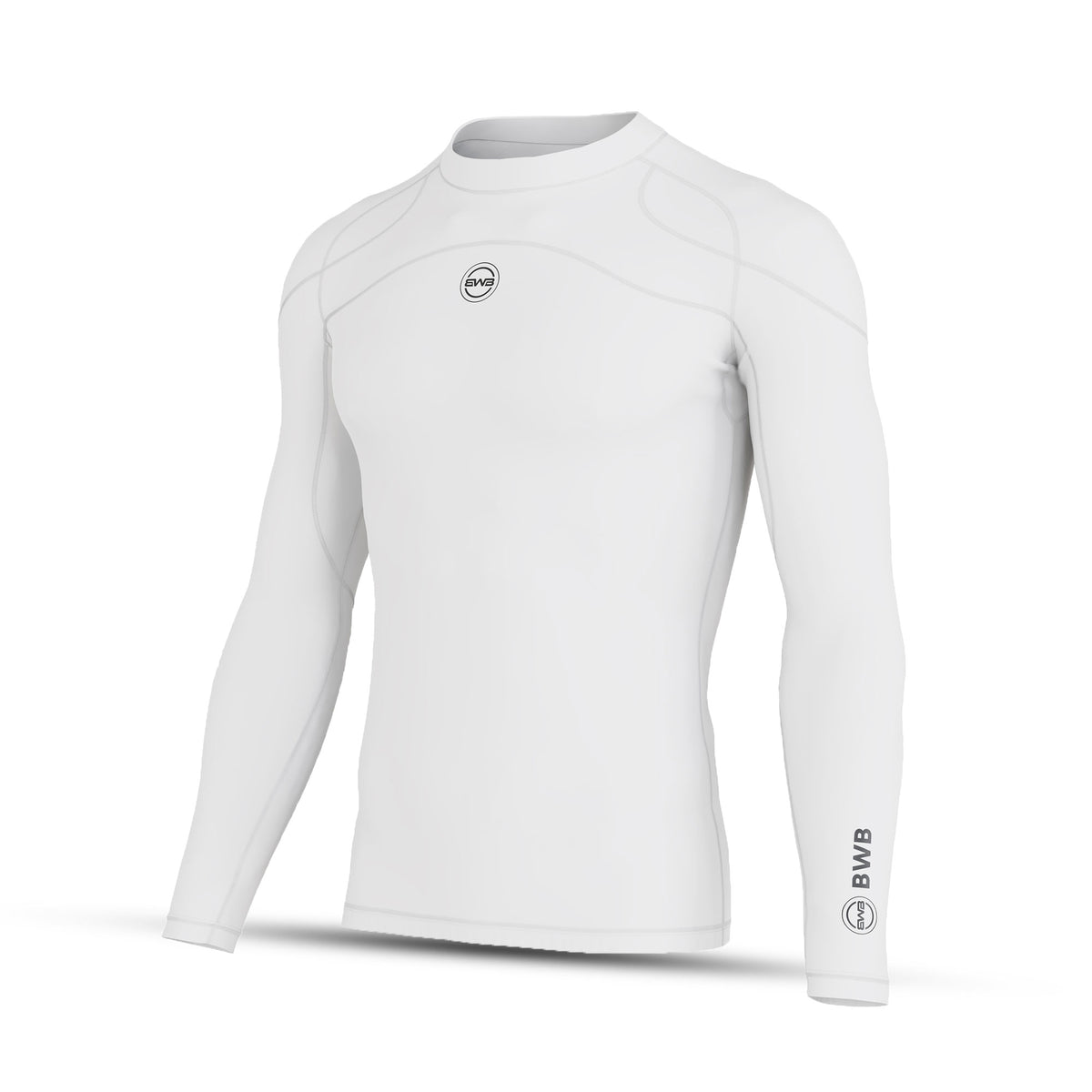 Bwb Men Men's White Long Sleeve Top Baselayer Compression Shirt - BWB Sports®