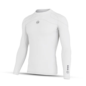 BWB Men's White Long Sleeve Baselayer Compression Shirt