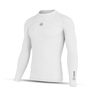 BWB MEN'S WHITE LONG SLEEVE BASELAYER COMPRESSION SHIRT & LEGGINGS SET