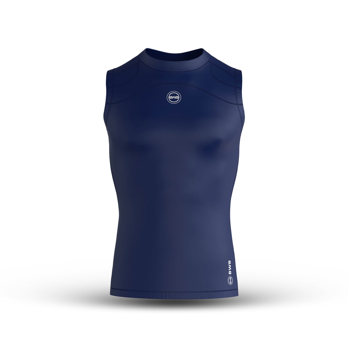 Navy Blue Men's Sleeveless Compression Shirt & Gym Shorts Set with Free No-Show Socks
