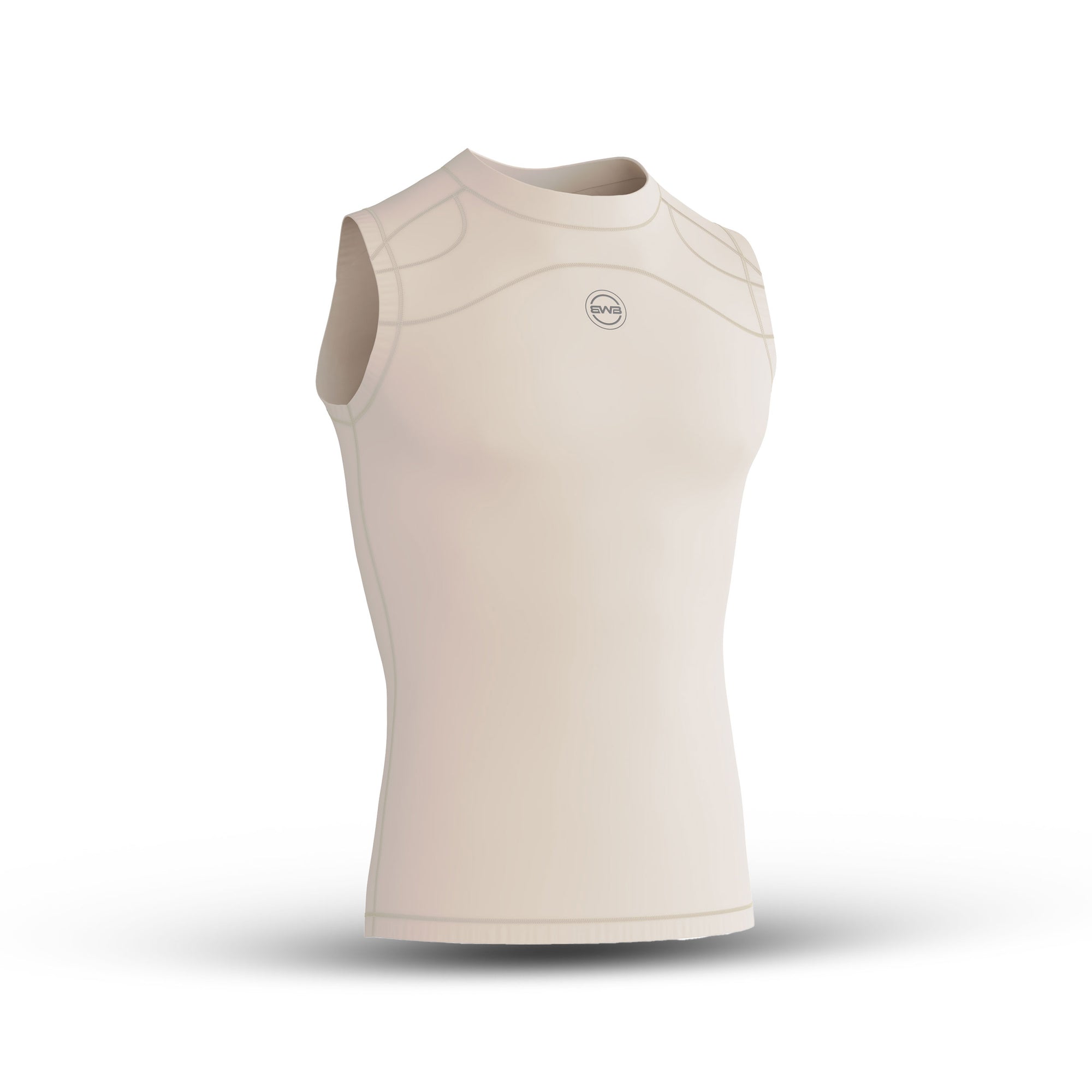 BWB Men's Beige Sleeveless Compression Shirt