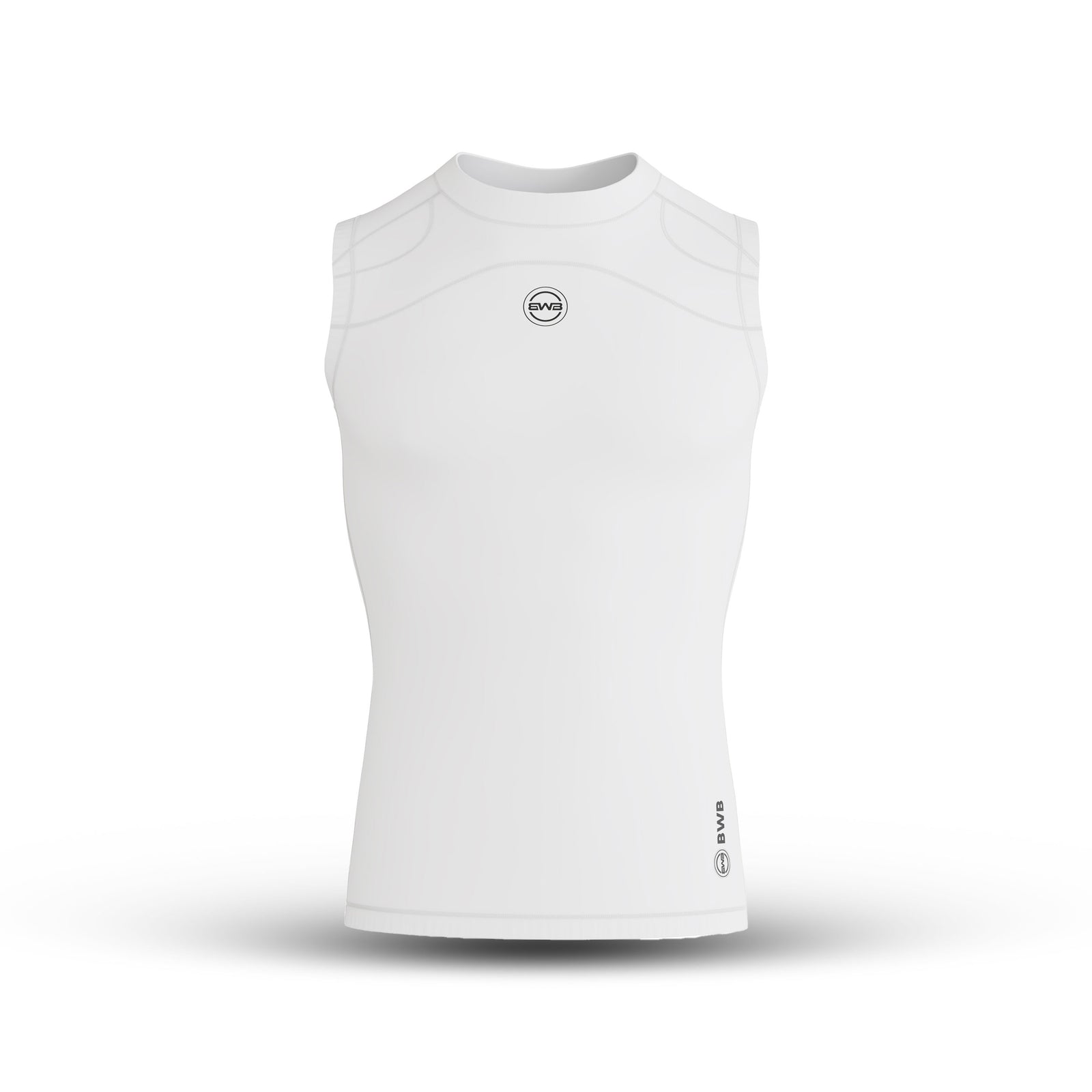 BWB Men's Compression   Sleeveless Shirt  +  Running Shorts Set - White