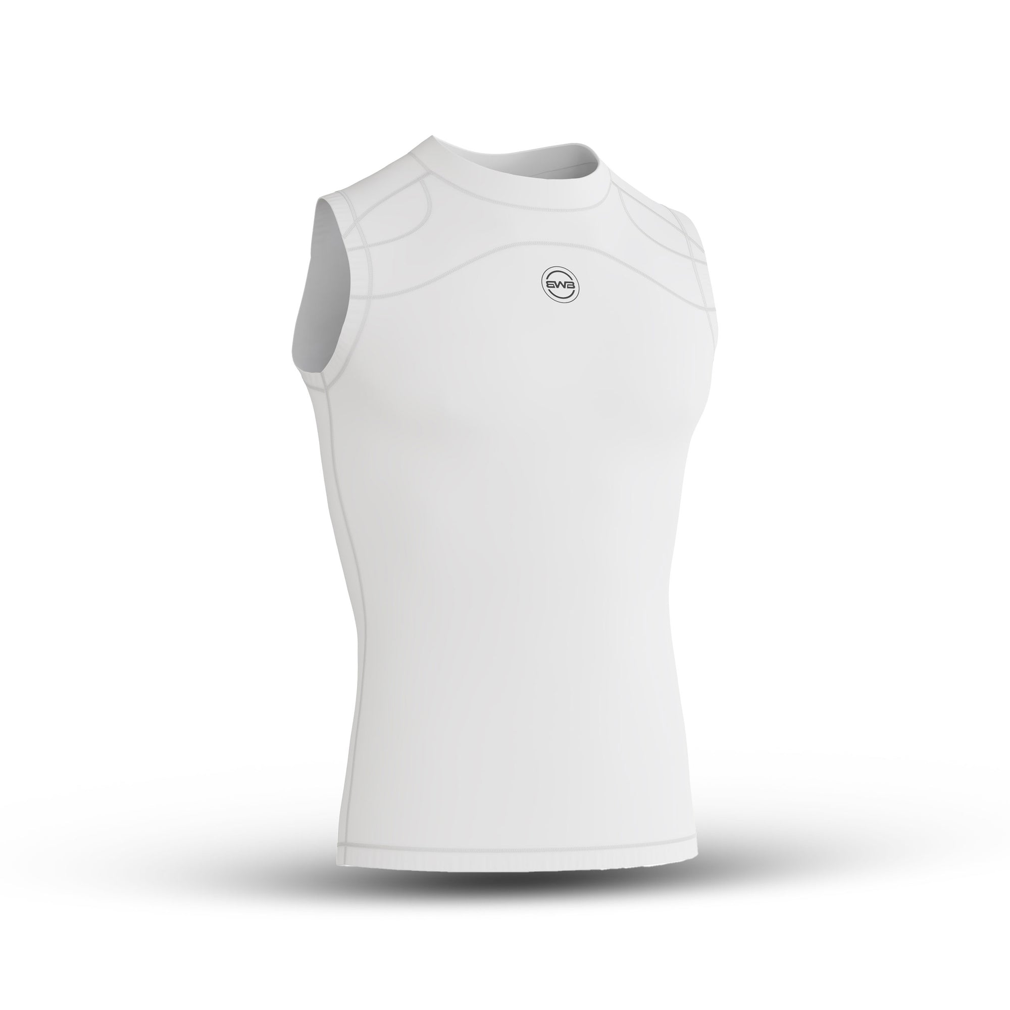 BWB Men's White Compression Top Sleeveless