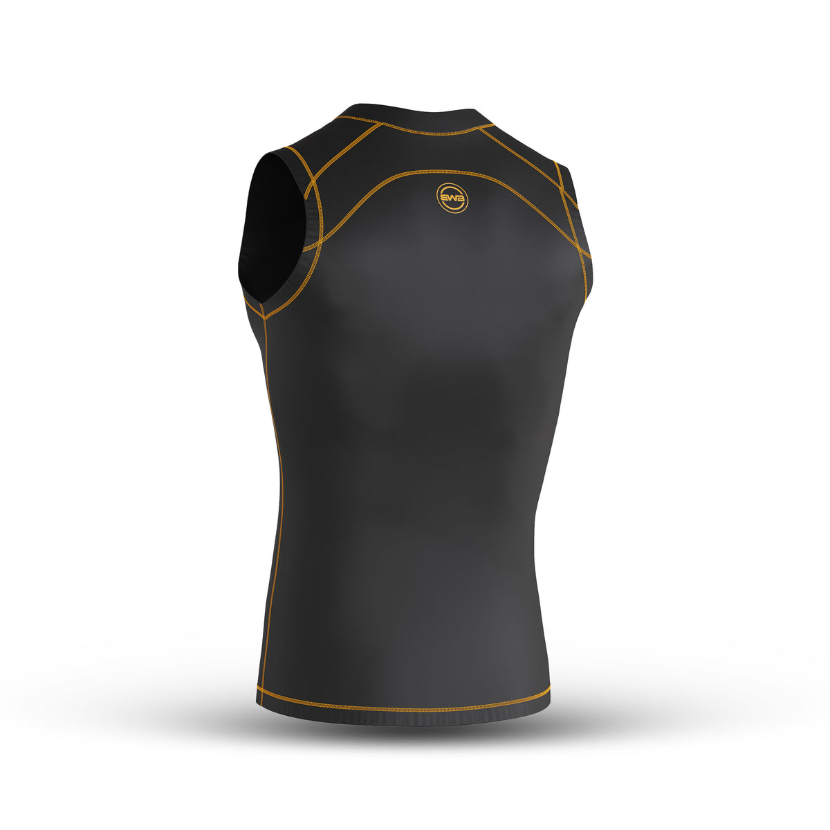 Black/Orange Men's Sleeveless Compression Shirt & Gym Shorts Set with Free No-Show Socks