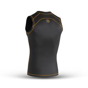 Black/Orange Men's Sleeveless Compression Shirt & Gym Shorts Set with Free No-Show Socks