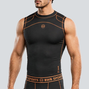 BWB Men's Orange Compression Top Sleeveless