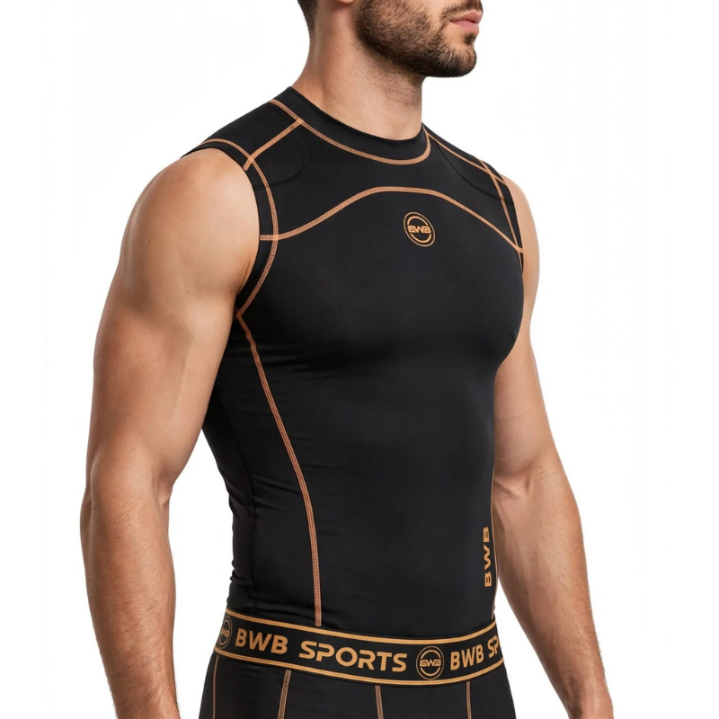 BWB Men's Orange Compression Top Sleeveless