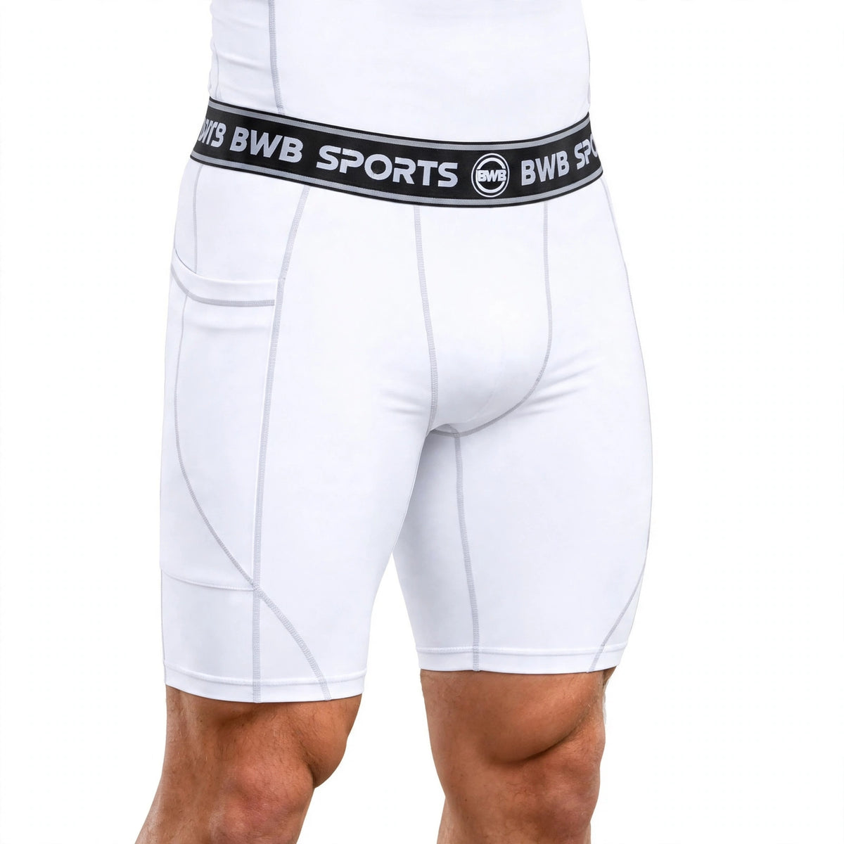BWB Men's White Compression Shorts – Athletic Base Layer