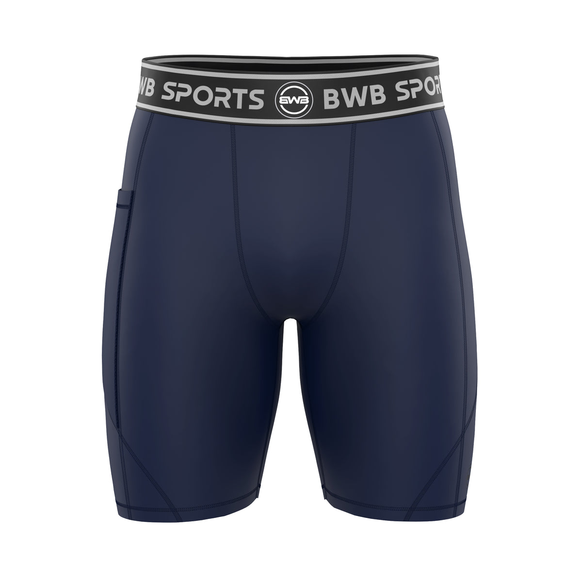 BWB Men's Navy Blue Compression Shorts