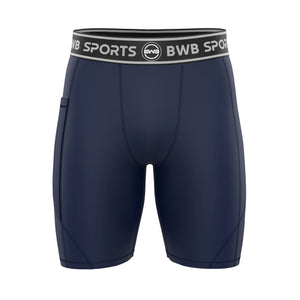 BWB Men's Navy Blue Compression Shorts