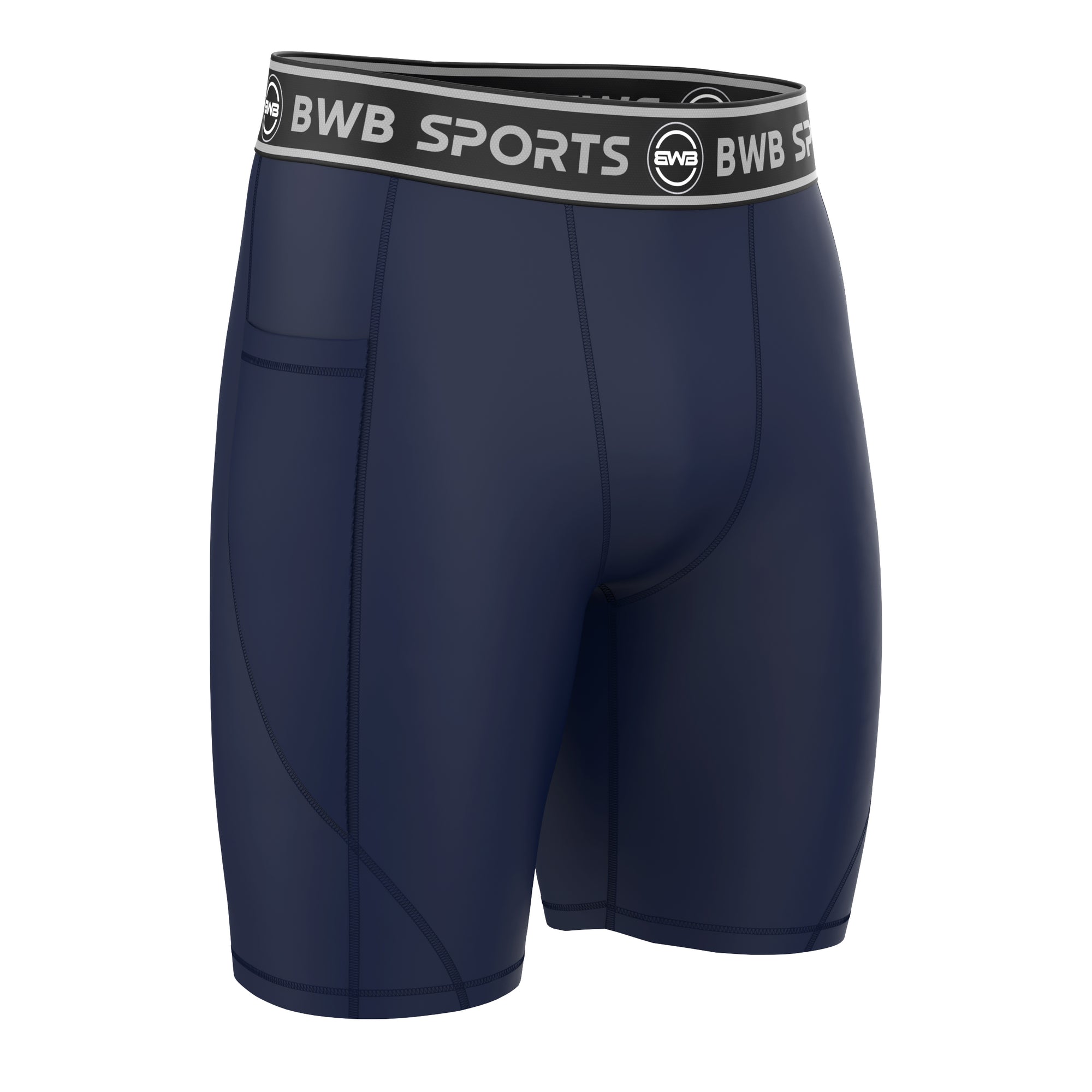 BWB Men's Navy Blue Compression Shorts