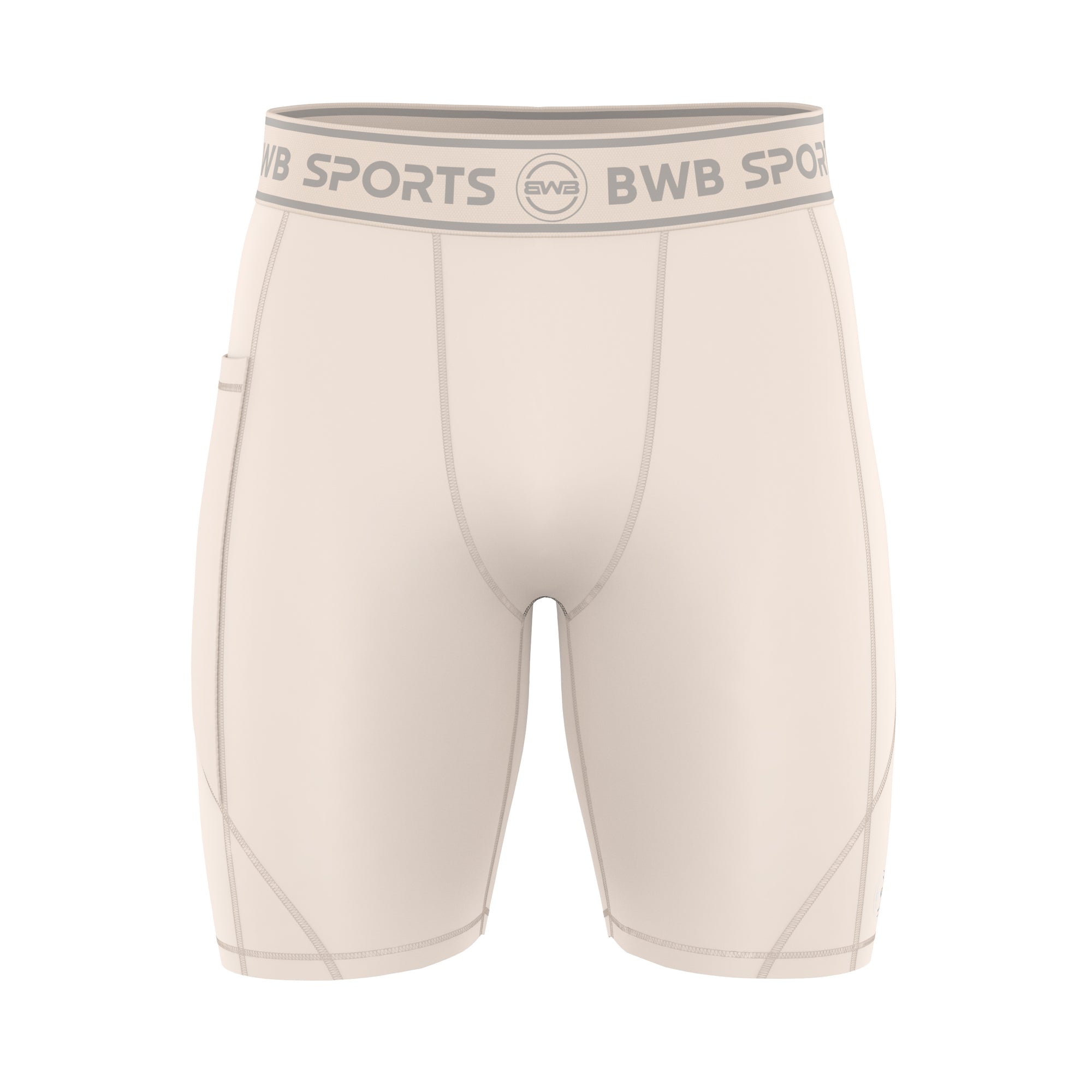 BWB Men's Beige Compression Shorts