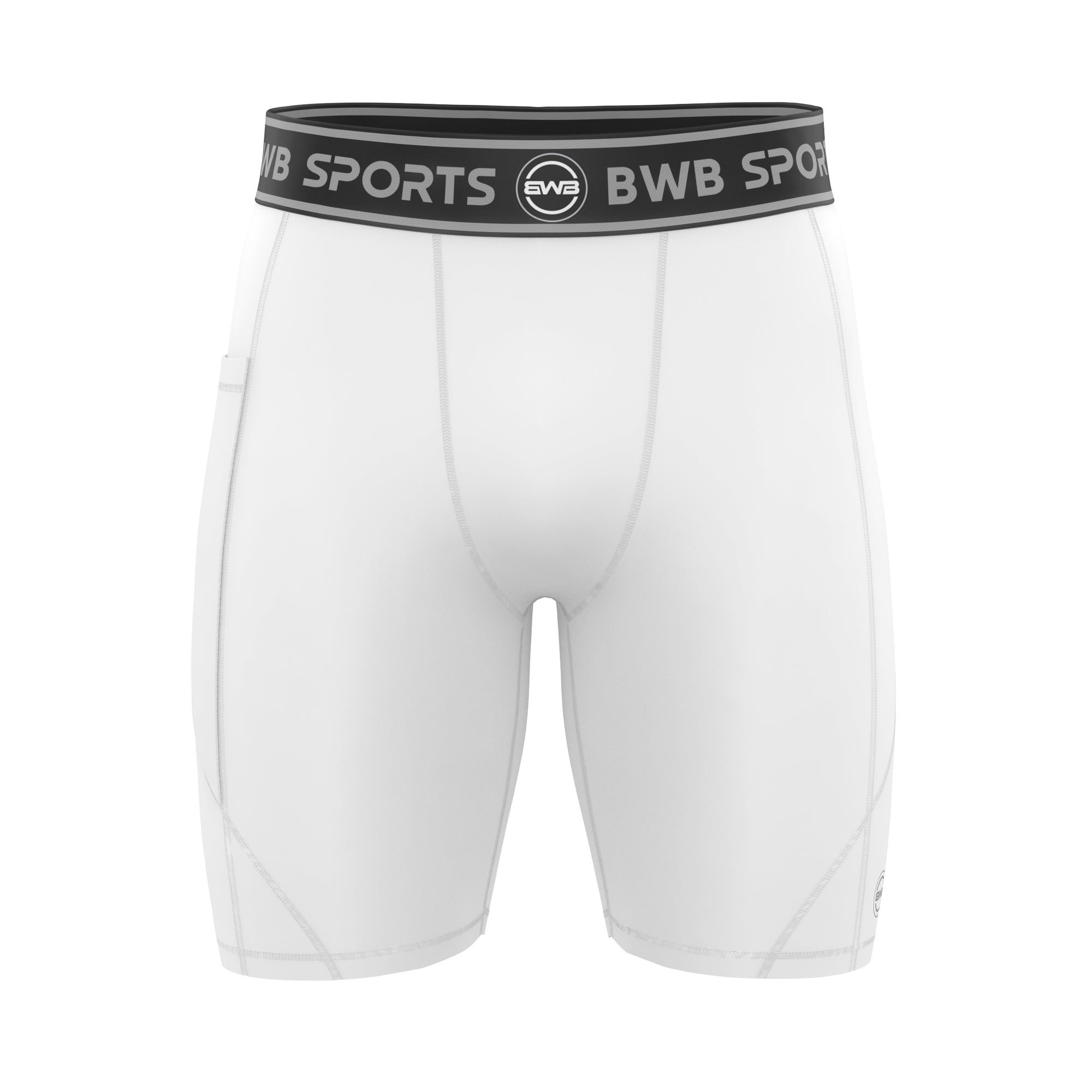 BWB Men's White Compression Shorts