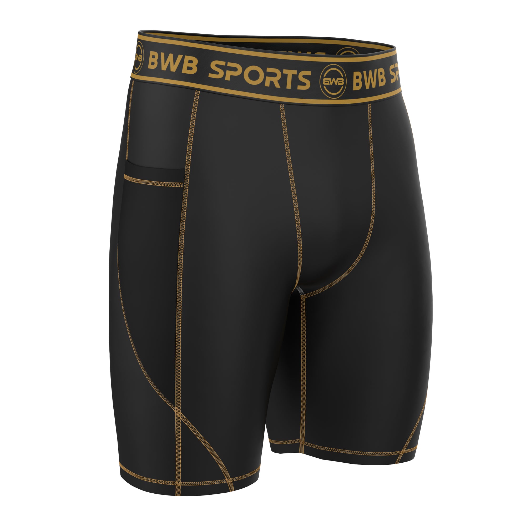 BWB Men's Orange Compression Shorts