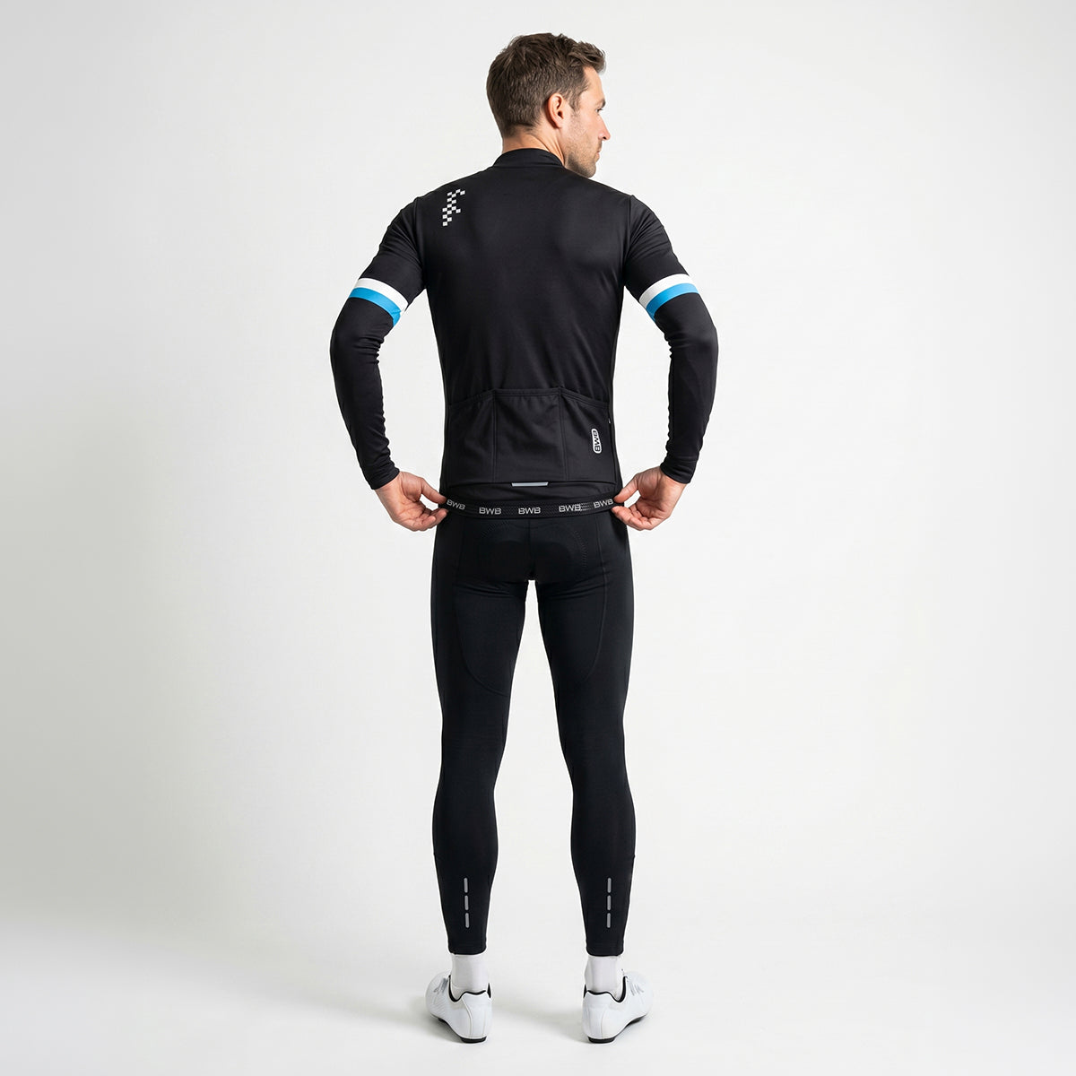 BWB Men's Black Thermal Frost performance Long Sleeve Winter Cycling Jersey