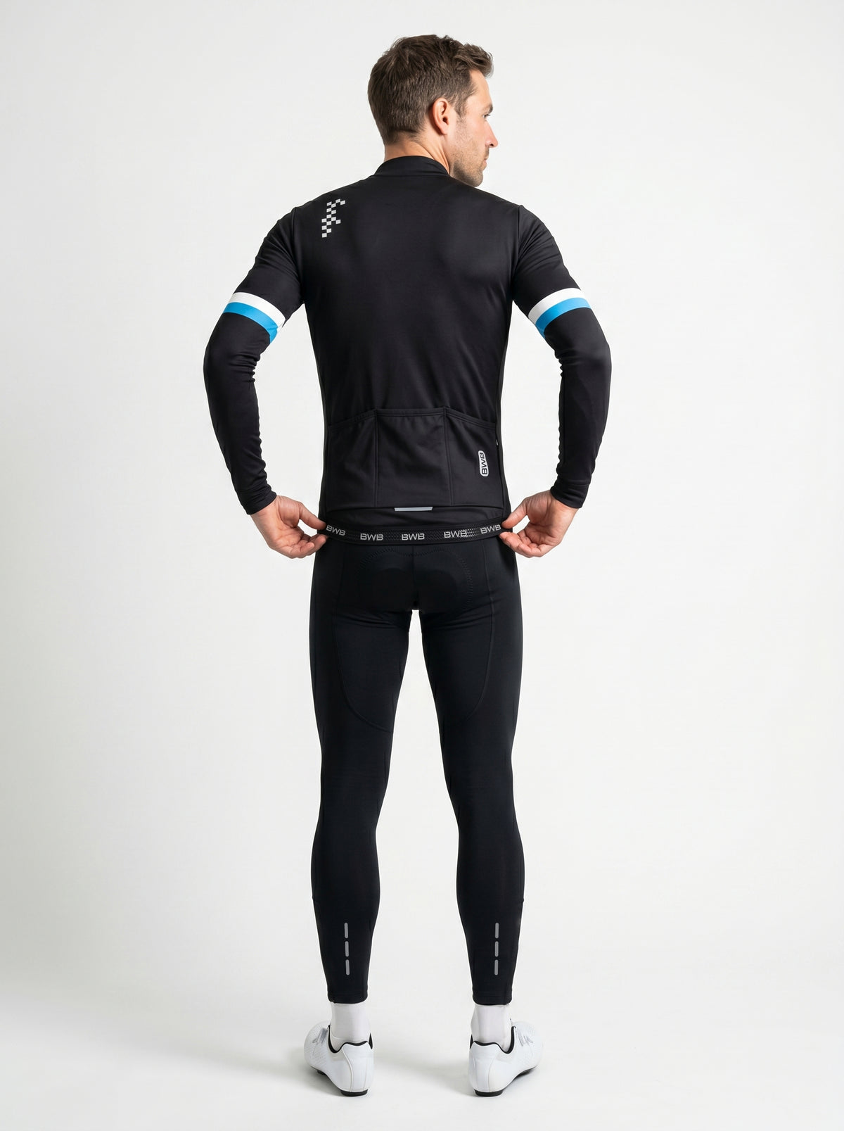 BWB Men's Thermal Frost performance Winter Cycling Jersey & cargo Bib Tights Set