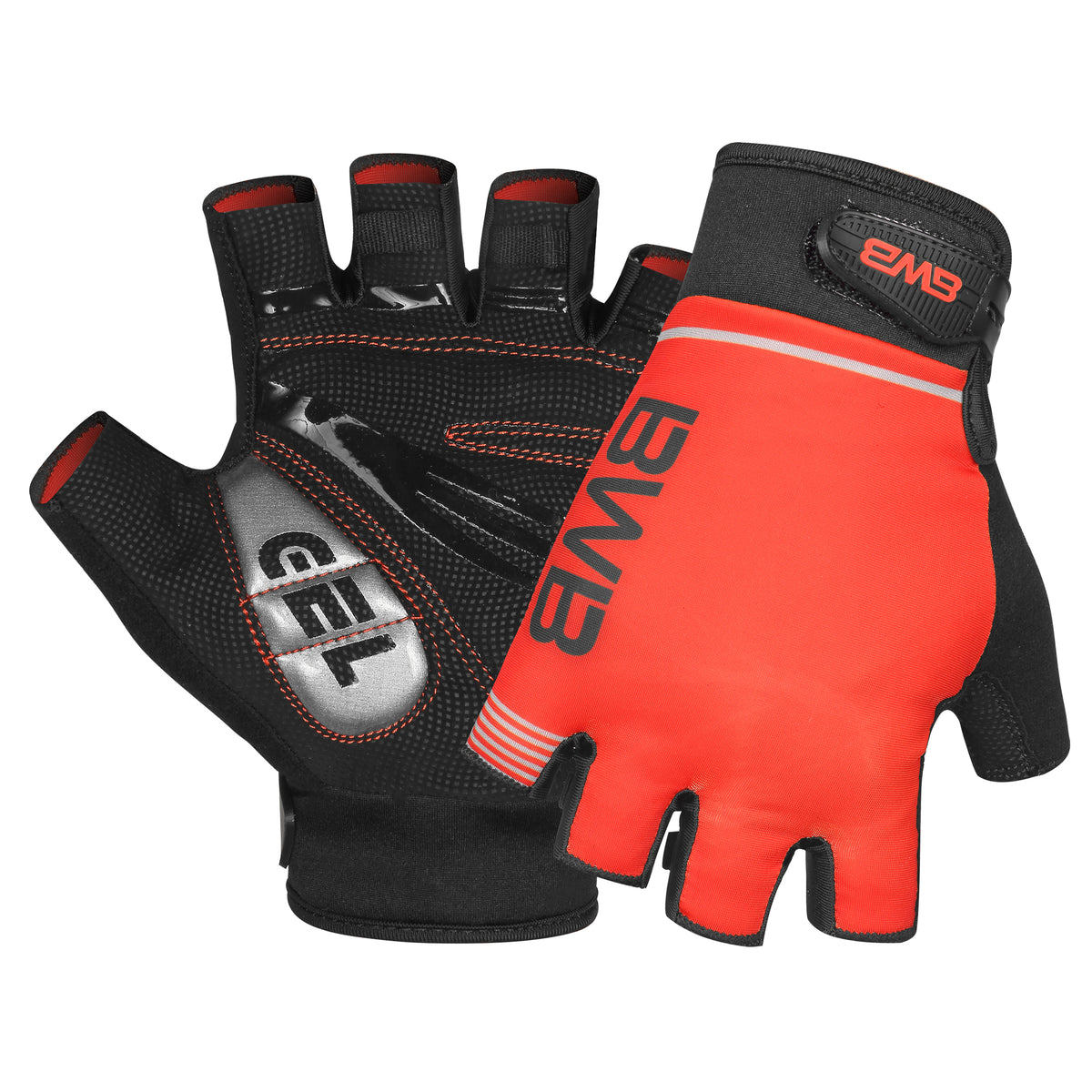BWB Red Unisex Fingerless Gel Padded Road Bike Cycling Gloves