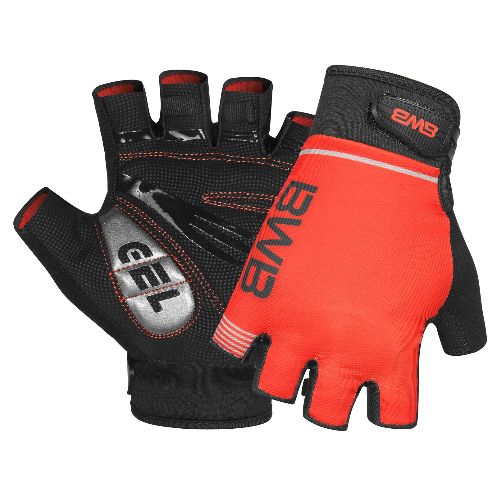 BWB Red Unisex Fingerless Gel Padded Road Bike Cycling Gloves