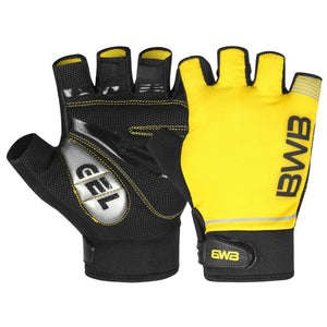 BWB Yellow Unisex Fingerless Gel Padded Road Bike Cycling Gloves