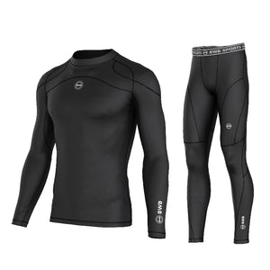 Men's Black Long Sleeve Compression Shirt & Tights Bundle