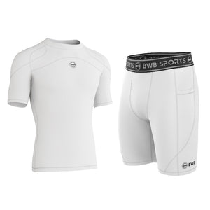 Men's White Compression Shirt & Shorts Running Bundle