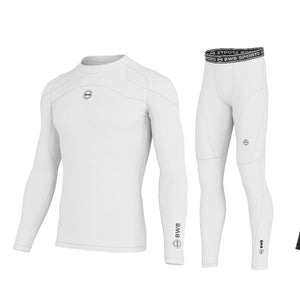 Men's White Long Sleeve Compression Shirt & Tights Bundle