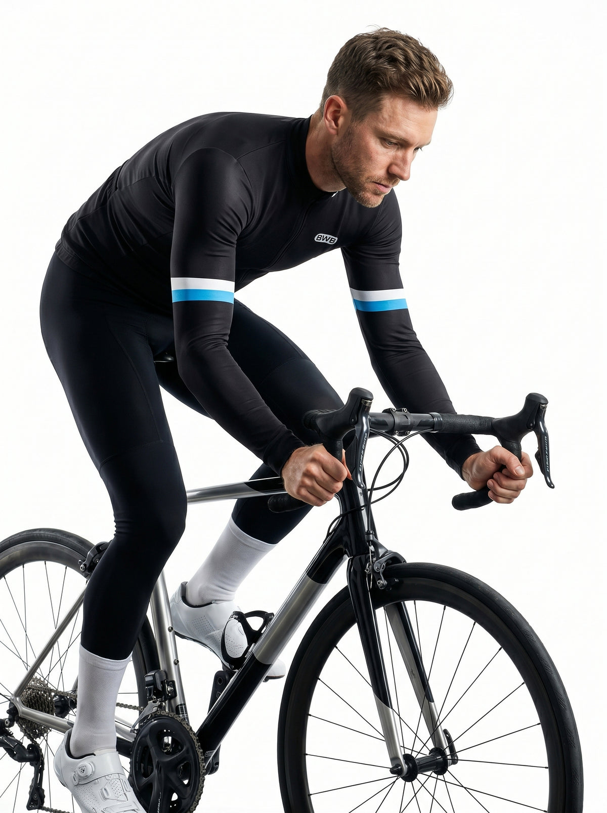 BWB Men's Thermal Frost performance Winter Cycling Jersey & cargo Bib Tights Set