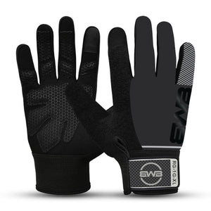 BWB Black Full Finger Cycling  Hiking & Running Gloves