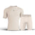 Men's Beige Short Sleeve Baselayer Compression Shirt & Shorts Set