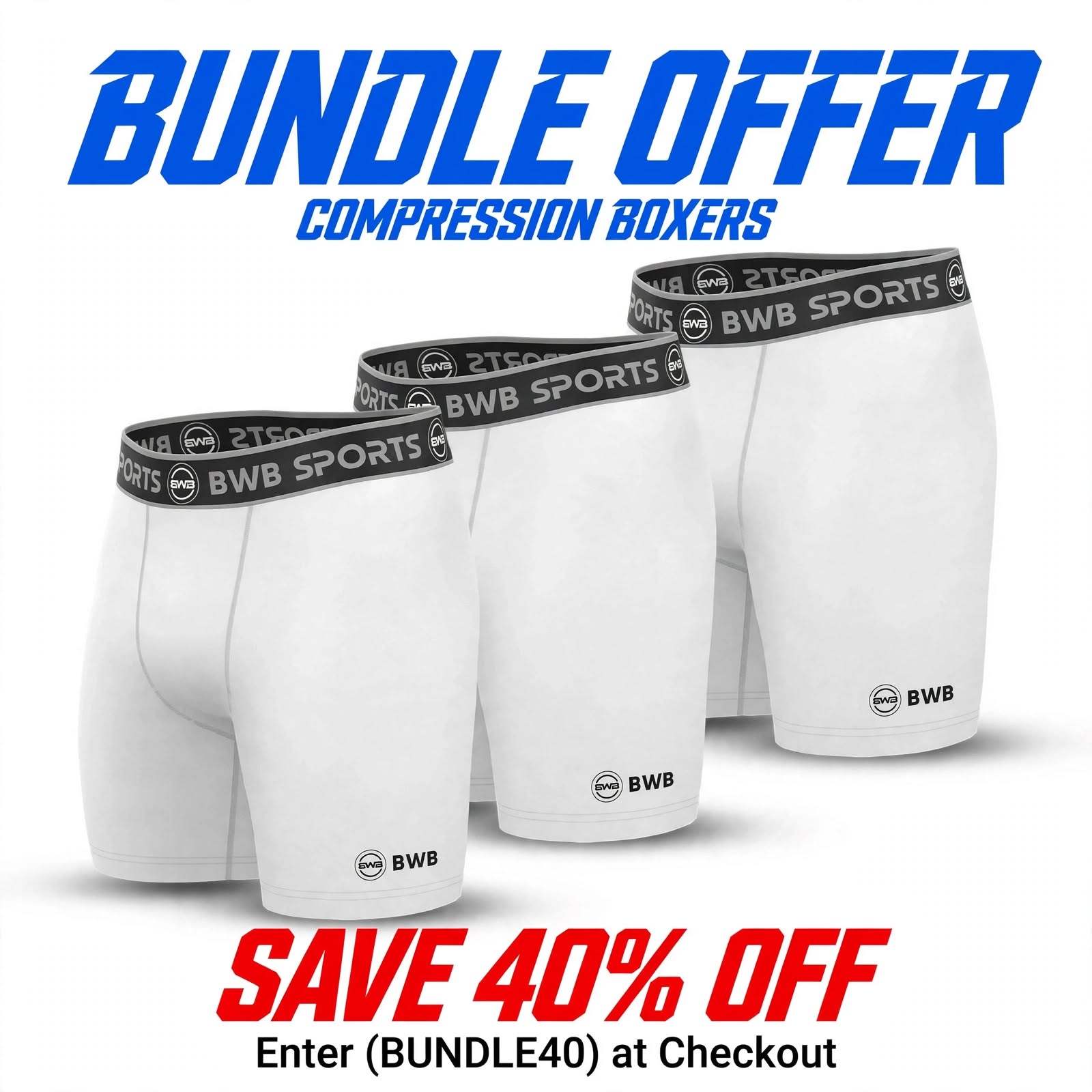 BWB Men's Boxer Shorts Value Pack 3 - White