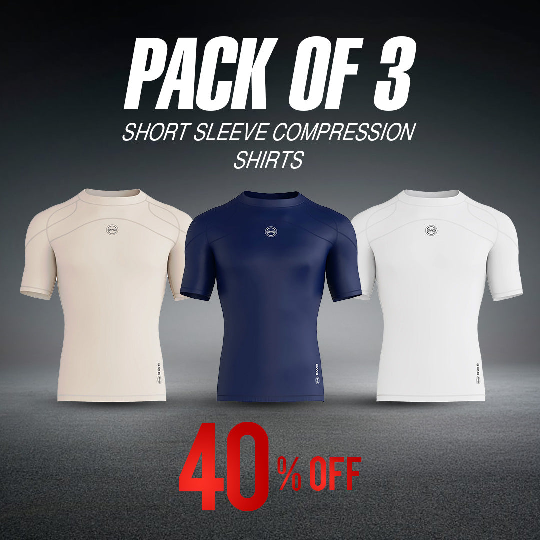 Pack of 3 Men's Short Sleeve Compression Shirts – Gym & Training Base Layer Tops